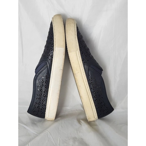 Tory Burch Lennon Laser Cut Slip On Sneaker Navy Blue Logo Perforated Shoes‎ 7.5 - Picture 3 of 9
